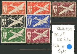 PQR : REUNION PA N° 28 à 34; Cote 5,10 Euros - Airmail