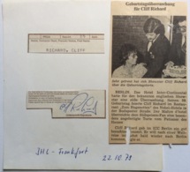 CLIFF RICHARD English Popstar Autograph Frankfurt Concert Oct. 1979 (autographe Musique - Handtekening