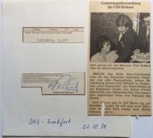 CLIFF RICHARD English Popstar Autograph Frankfurt Concert Oct. 1979 (autographe Musique - Autographs
