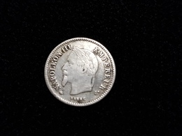 Monnaie Francaise 1867 A Barre Empereur Napoléon III Tête Laurée 20 Cent Centimes Empire Francais ( Couronne  ) ARGENT - 20 Centimes