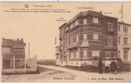 RAVERSIJDE-SUR-MER-AVENUE CENTRALE-GROUPE DE VILLAS-TOPKAART-VERSTUURD-1928-ZIE DE 2 SCANS-RARE ! ! ! - Oostende