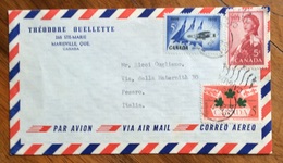 CANADA  BUSTA PAR AVION DA MARIEVILLE QUEBEC A PESARO IN DATA 30/12/59 - Lettres & Documents