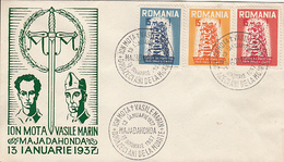 ION MOTA, VASILE MARIN, MAJADAHONDA, SPANISH EXILE, SPECIAL COVER, 1957, ROMANIA - Lettres & Documents