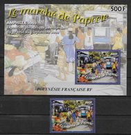 2002 Polynésie Française N° BF 28 Et 673 Nf**. MNH .Bloc-feuillet . Le Marché De Papeete . - Blocs-feuillets