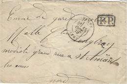 13 OCT. 70 - Enveloppe Carte De Visite D'un Garde Mobile D'AMIENS ( Somme ) Cad T 17 + P.P. Noir  Pour St Amand ( Nord ) - War 1870