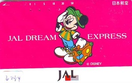 Télécarte Japon * DISNEY * JAL * AIRLINES * 110-161403 (6294)  Japan Phonecard * AIRPLANE - Disney