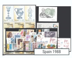 Complete Year Set Spain 1988 - 55 Values + 2 BF + 1 Booklets - Yv. 2545-2601/ Ed. 2927-2985, MNH - Volledige Jaargang