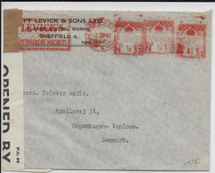 1940 - EMA Sur ENVELOPPE Avec CENSURE ANGLAISE De SHEFFIELD => COPENHAGUE (DANEMARK) - DESTINATION - Franking Machines (EMA)
