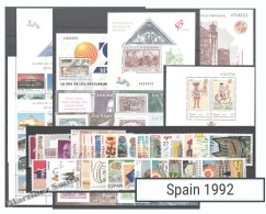 Complete Year Set Spain 1992 - 55 Values + 11 BF - Yv. 2760-2831/ Ed. 3152-3236, MNH - Full Years
