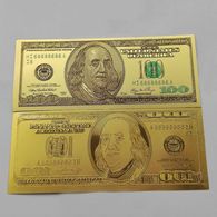 BILLET FACTICE DE 100 $ . PLAQUE COULEUR OR . - Other & Unclassified