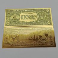 BILLET FACTICE DE 1 $ . PLAQUE COULEUR OR . - Andere & Zonder Classificatie