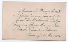 Faire-Part/ Fiancailles / Docteur Evrard/ Caroline Evrard  Et Octave Labasse/Négociant à Bordeaux /EPERNAY/1900   FPM39 - Engagement