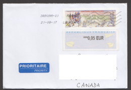 2017   Vignette Salon Planète Timbres Paris 2014  2,55€   Sur Lettre Pour Le Canada - 2010-... Illustrated Franking Labels