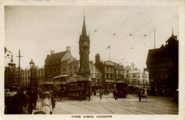 LEICS - LEICESTER - CLOCK TOWER (Trams) RP  Le3f - Leicester