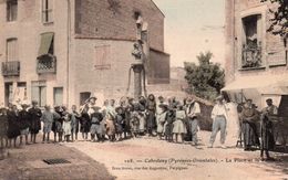 CABESTANY. La Place Et La Fontaine. (marchand, Panneau "Régie Recette Buraliste", Enfants, Belle Animation). - Cabestany