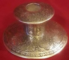 Periodo Della Dinastia Qajar Persia 1800-900 -Portacandela In Argento ,incisioni Interamente A Mano - Silverware