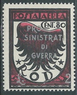 1944 OCCUPAZIONE TEDESCA EGEO POSTA AEREA 80 CENT + 2 LIRE MH * - I30-8 - Egeo (Occup. Tedesca)