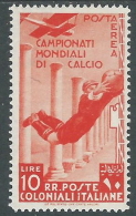 1934 EMISSIONI GENERALI POSTA AEREA MONDIALI DI CALCIO 10 LIRE MH * - I41-7 - Emisiones Generales