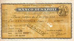 1969 Banco Di Napoli BUONO FRUTTIFERO - Cheques & Traveler's Cheques