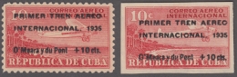 1935-61 CUBA REPUBLICA. 1939. Ed.276-276s. TREN AEREO, AIR TRAIN AVION AIRPLANE MH. - Neufs