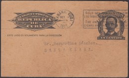 1904-EP-113 CUBA POSTAL STATIONERY. 1904. 1c MARTI. Ed.70. 1937 ADVERTISING LA POLITICA COMICA. DARK CARBOARD. - Lettres & Documents