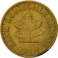 République Fédérale Allemande, 5 Pfennig, 1949, Stuttgart, TTB, Brass Clad - 5 Pfennig