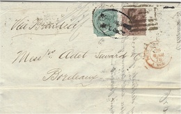 1878- Letter From Calcutta Fr. 5 Annas  To Bordeaux " Via Brindisi " - 1858-79 Kolonie Van De Kroon