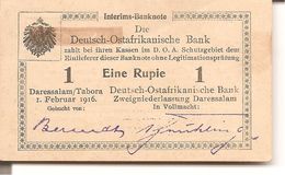 Deutsch-Ostafrikannische Bank  Eine Rupie  ( 1916 Rare ) - Sammlungen