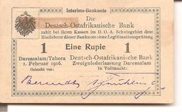 Deutsch-Ostafrikannische Bank  Eine Rupie  ( 1916 Rare ) - Colecciones