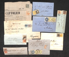 0009 ANTICHI STATI - LOMBARDO VENETO - 1851/1865 - Affrancature Bicolori - Otto Lettere (una Raccomandata) + Un Frontesp - Otros & Sin Clasificación