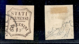 0036 ANTICHI STATI - PARMA - 1859 - 10 Cent Bruno (14) Con 0 Spostato In Basso - Diena + Raybaudi + Cert. AG (1.200+) - Altri & Non Classificati