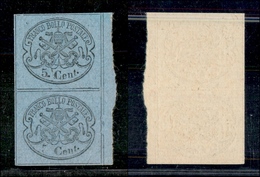 0062 ANTICHI STATI - PONTIFICIO - 1870 - Non Ultimati - 5 Cent (32) In Coppia Verticale Con Pezzo Inferiore Senza Cifra  - Andere & Zonder Classificatie