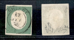 0067 ANTICHI STATI - SARDEGNA - 1854 - 5 Cent Verde (7d) - Chieri 12.10.55 - Molto Bello - Diena + Oliva (1.200) - Andere & Zonder Classificatie