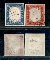 0103 ANTICHI STATI - SARDEGNA - Marsiglia - Numerale 1896 Su 20 Cent (15B) + Numerale 2240 Su 40 Cent (16D) - Other & Unclassified