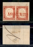 0109 ANTICHI STATI - SARDEGNA - Assicurato (in Rosso-pt.11) - Due 40 Cent (16C) Su Frammento - Diena - Other & Unclassified