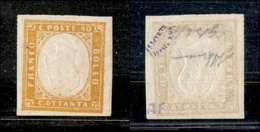 0121 ANTICHI STATI - SARDEGNA - 1861 - 80 Cent Giallo Arancio (17C) Con Effige Capovolta - Nuovo Con Gomma - Splendido - - Andere & Zonder Classificatie