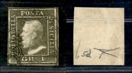 0135 ANTICHI STATI - SICILIA - 1859 - 1 Grano Verde Oliva (5d) - Grandi Margini - Bottacchi + Cert. AG (400) - Altri & Non Classificati