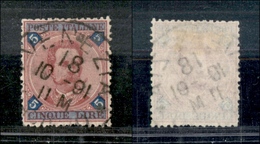 0209 REGNO - 1891 - 5 Lire (64) - Venezia 18.10.91 - Ottimamente Centrato - Altri & Non Classificati