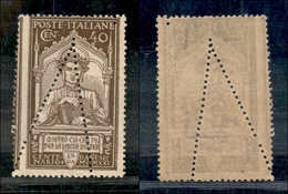 0223 REGNO - 1921 - 40 Cent Dante Alighieri (118) Con Doppia Dentellatura Centrale A V - Gomma Integra - Non Catalogato - Otros & Sin Clasificación