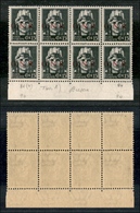 0315 REPUBBLICA SOCIALE - 1943 - GNR Brescia - 15 Cent (472/I) - Blocco Di Otto Bordo Foglio (posizioni 81/94) - N Punto - Altri & Non Classificati