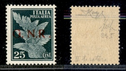 0348 REPUBBLICA SOCIALE - 1943 - GNR Brescia - 25 Cent (117/If-Aerea) Con R Accostato A N - Gomma Integra - Cert. Wolf + - Altri & Non Classificati