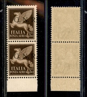 0350 REPUBBLICA SOCIALE - 1943 - GNR Brescia - 50 Cent (118/Ida-Aerea) - Coppia Verticale Con Soprastampa Spostata A Des - Altri & Non Classificati