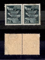 0483 EMISSIONI LOCALI - TERAMO - 1944 - Coppia Del 25 Cent P.Aerea (12+12l) Con U Di Corpo Diverso - Gomma Integra Ma Co - Altri & Non Classificati