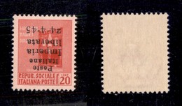 0490 EMISSIONI LOCALI - IMPERIA - 1945 - Non Emesso - 20 Cent (22a) Con Soprastampa Capovolta - Gomma Integra - Cert. AG - Andere & Zonder Classificatie