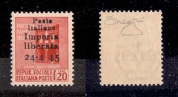 0493 EMISSIONI LOCALI - IMPERIA - 1945 - Non Emesso - 20 Cent (22) Con Soprastampa In Alto (non Catalogato) - Gomma Inte - Otros & Sin Clasificación