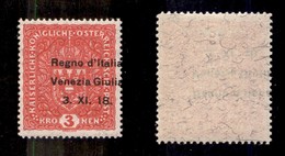 0521 OCCUPAZIONI - VENEZIA GIULIA - 1918 - 3 Kronen (16) - Gomma Integra - Cert. Oro Raybaudi (della Striscia Di Proveni - Andere & Zonder Classificatie