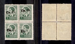 0544 OCCUPAZIONI - LUBIANA - 1941 - Quartina Del 1 Din (3Bb+varietà Bga) - Esemplari Superiori Con Soprastampa Obliqua + - Altri & Non Classificati