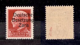 0561 OCCUPAZIONI - ZARA - 1943 - 75 Cent (8f) Con Soprastampa Spostata A Destra - Gomma Integra - Cert. AG (525) - Altri & Non Classificati