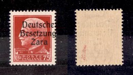 0561 OCCUPAZIONI - ZARA - 1943 - 75 Cent (8f) Con Soprastampa Spostata A Destra - Gomma Integra - Cert. AG (525) - Andere & Zonder Classificatie