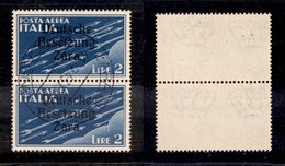 0562 OCCUPAZIONI - ZARA - 1943 - Coppia Verticale Del 2 Lire (6-P.Aerea) - Usata (300) - Altri & Non Classificati